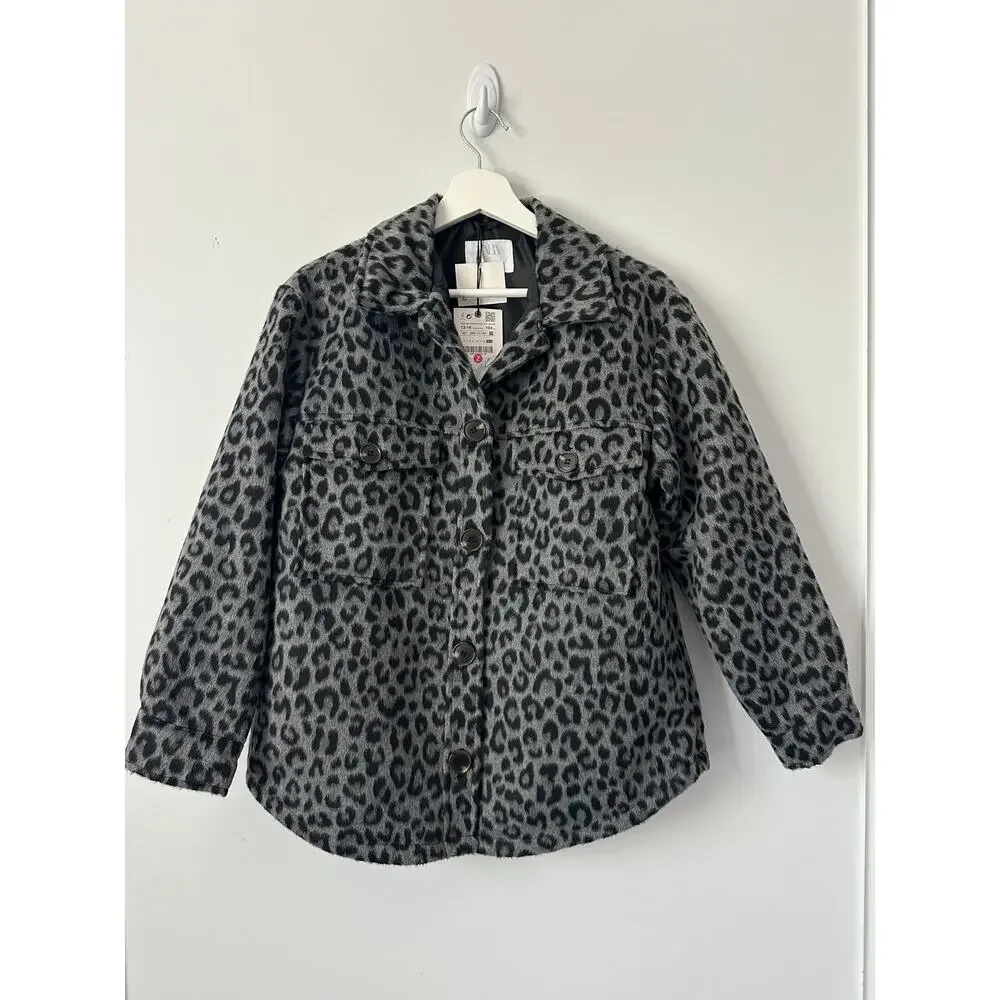 Zara Leopard Fleece  Shacket Jacket size 13-14 (girls)